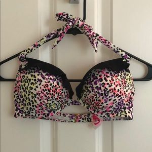 Victoria’s Secret neon leopard push-up bikini top